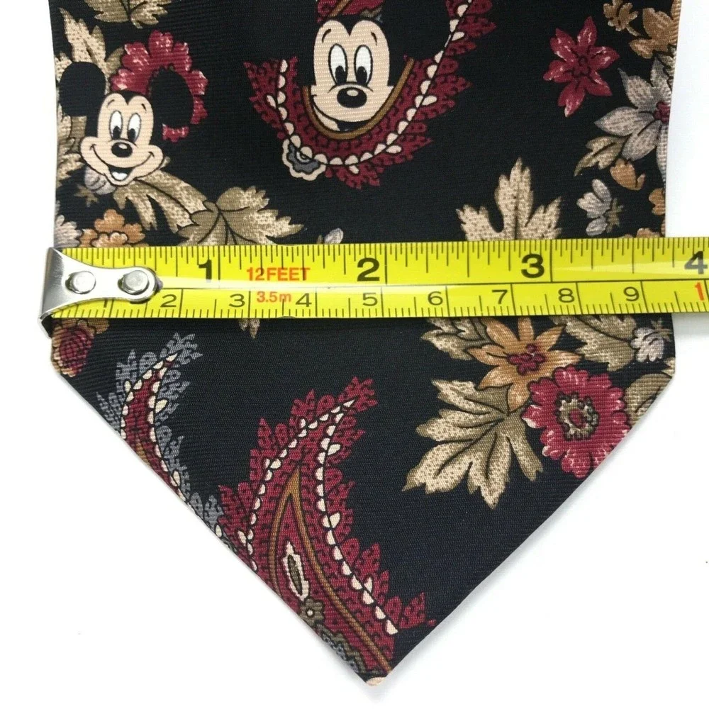 Walt Disney Mickey Mouse Tie Paisley Floral Elegant Vintage Novelty Character